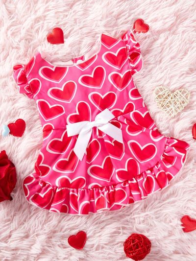 PETSIN Valentine's Day 1pc Pink Heart Shaped Bowknot Design Pet Skirt For Cats And Dogs