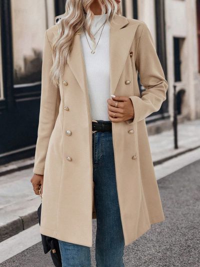 Women's Double Breasted Woolen Coat
