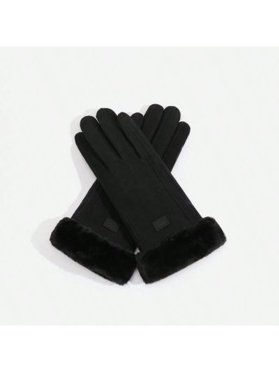 1pair Women's Winter Thickened Plush Warm Gloves, Anti-slip Touchscreen Gloves For Riding And Driving