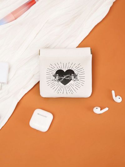 Satuduatiga File Angel Heart Multifunctional Earphone, Data Cable, Small Item Organizer Bag