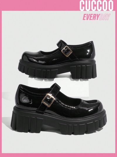 Cuccoo Everyday Collection Women'S Black Versatile Thick Sole Shoes