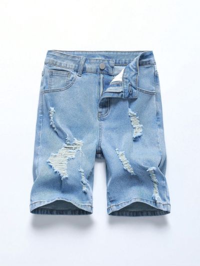 Tween Boys' Distressed Skinny Fit Denim Shorts With Stretch