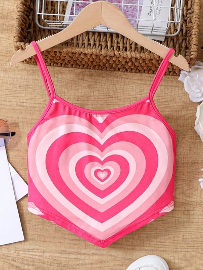 SHEIN Kids Y2Kool Tween Girl Cool And Sweet Knitted Camisole For Daily Wear