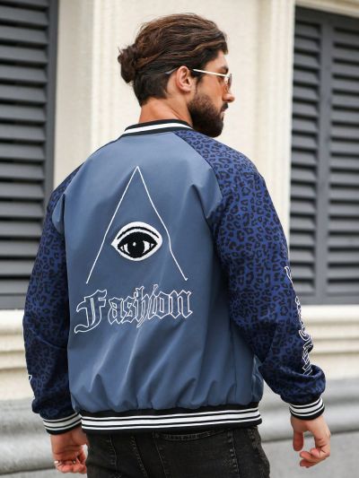 Manfinity Homme Men'S Eye Pattern & Leopard Print Long Sleeve Jacket