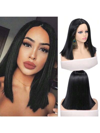 14 inches Short Straight Bob Wigs  Short Wig Middle Part Synthetic Wigs Shoulder Length Daily Cosplay Party Wigs for Women Used for Halloween, Christmas, cosplay, daily wear and other wigs