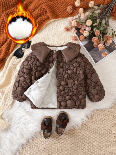 Baby Girls' Flower Jacquard Padded Jacket