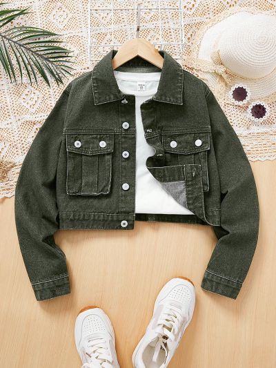 Teen Girls' Cropped Denim Jacket