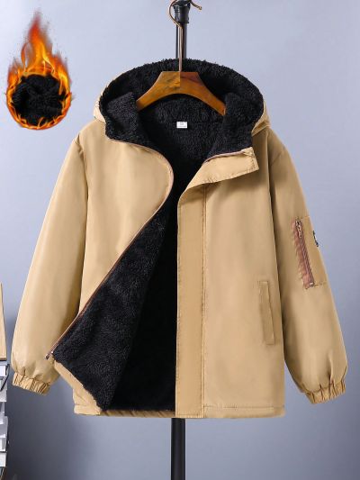 Teen Boys' Windproof Warmth Lined Long Sleeve Hooded Jacket