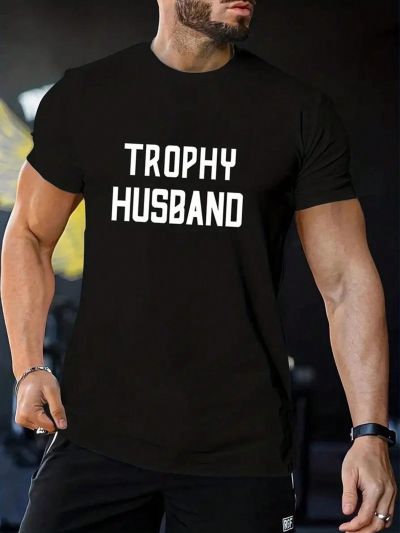 Men's Plus Size Letter Print Crew Neck T-Shirt