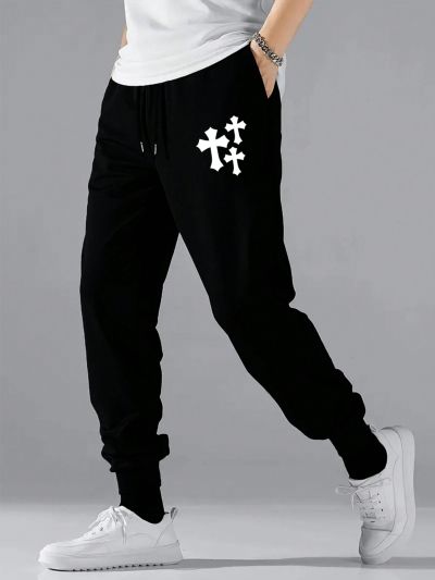 Men's Plus Size Cross Print Drawstring Jogger Pants