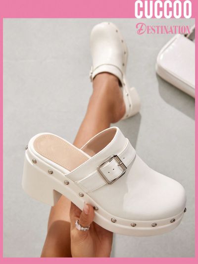 Cuccoo Destination Collection Women Shoes Fashion Chunky White Outdoor High Heel Shoes