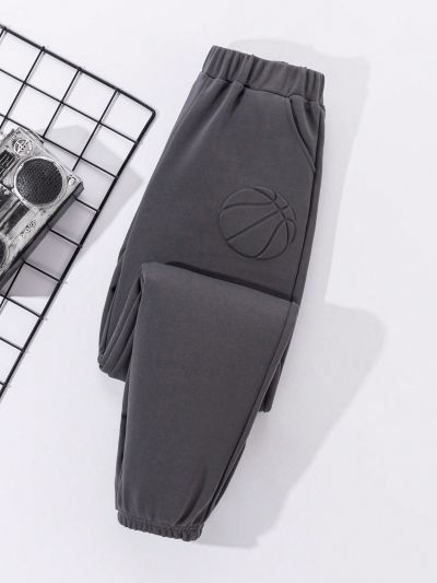 SHEIN Kids EVRYDAY Big Boys' Loose Casual Knitted Pattern Leggings Sweatpants