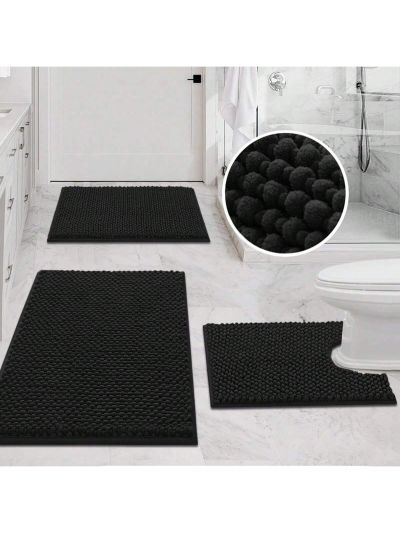 H.VERSAILTEX 3 Pieces Bathroom Rugs Sets Non Slip Extra Absorbent Bath Mat Set for Bathroom with Toilet Rugs for Tub, Shower Washable Carpets Set