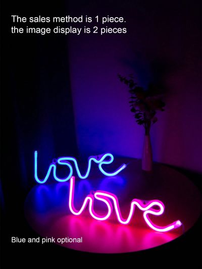 1pc Usb Or 3pcs Aa Battery Powered Led Neon Light With Love Shape, Suitable For Room Decoration And Marriage Proposal