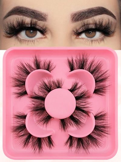 False Eyelashes 3 Pairs Fluffy Volumized Eyelashes Lashes Dramatic Look 3D Wispy Faux Mink Lashes
