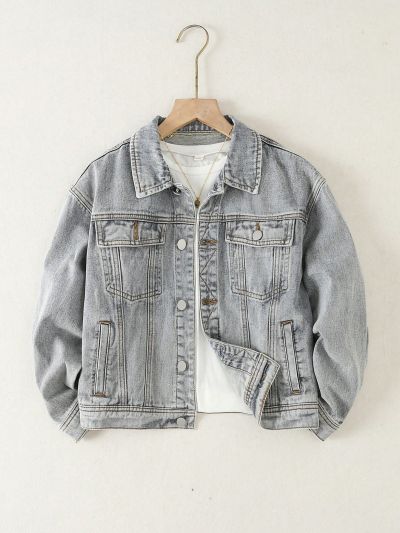 Tween Boy Flap Detail Denim Jacket Without Tee