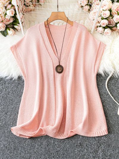 Women's Plus Size Solid Knitted Top