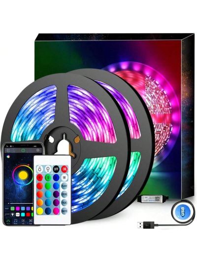 1 Set 5m 150 Leds LED Strip Light with 24 Button IR Remote Control,DC5V USB Wireless Control Flexible RGB LED Decorative Light,changes Color with Music, Suitable for Home Decoration Holiday Parties