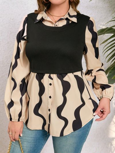 EMERY ROSE Plus Size Women's Vest With Patchwork Print Top