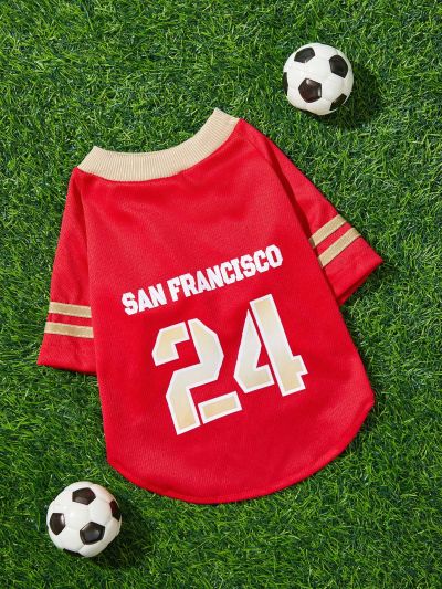 PETSIN Pet Sports Jersey San Francisco Number Print Bird's Eye Fabric Cat And Dog Unisex T-Shirt