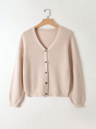 Teen Girls' Solid Color Drop-Shoulder Cardigan With Open Front