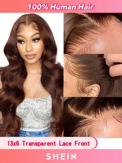 Chocolate Brown Body Wave Human Hair Wigs 13*6 Transparent Lace Front Wig With Baby Hair Pre Plucked For Women