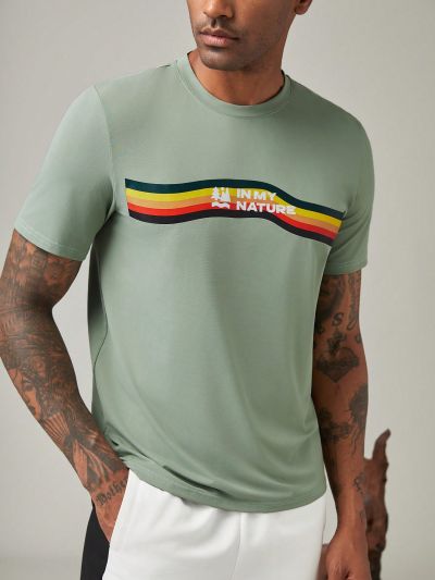 In My Nature Men'S Outdoor Contrast Color Letter Print T-Shirt