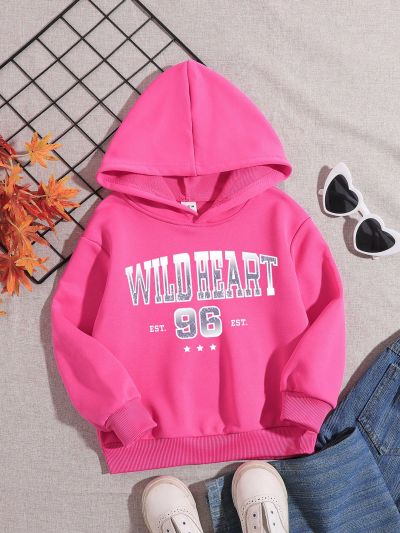 Little Girls' Letter Print Hooded Sweatshirt