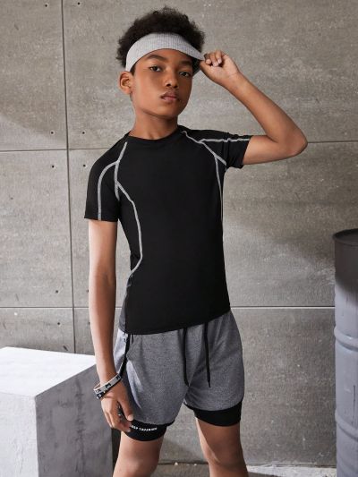 Boys' (big) Contrast Seam Detail Casual Sports Outfit