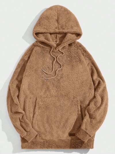 Manfinity Men's Plus Size Drawstring Hooded Fleece Knit Casual Sweatshirt