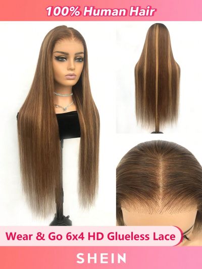 Glueless HD Lace straight Highlight 6x4 lace Closure wigs Extra Long Silky Wear GO Beginner Friendly