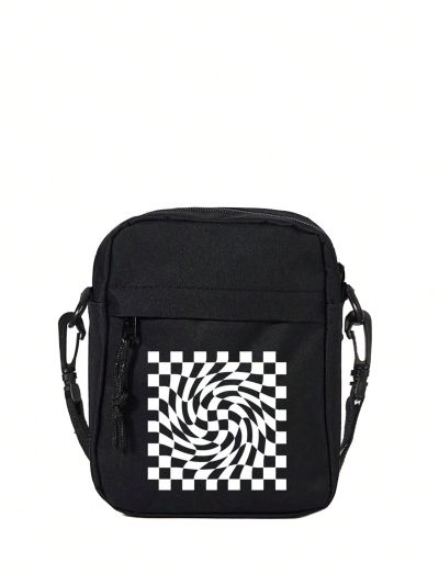 Le freak c est chic Street Fashion Checkerboard Print Pattern Men'S Cross Shoulder Bag Casual Outdoor Small Square Bag