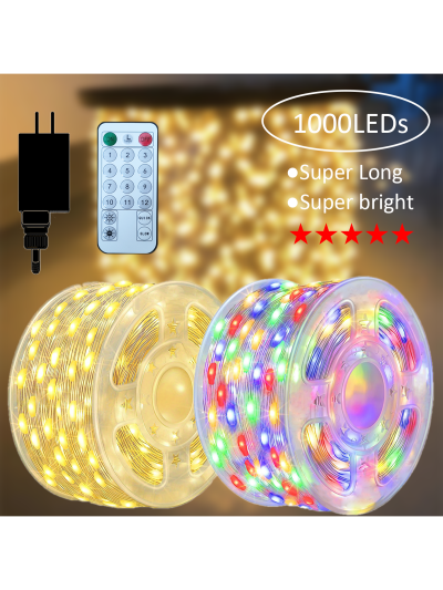 1 Set Led Strip Lights In Warm White. Available In 30m (300 Leds), 50m (500 Leds) And 100m (1000 Leds), With 24v Low Voltage And Pvc Casing For Waterproofing. Comes With Remote Control For Timing, Brightness And Speed Adjustment, With 12 Different