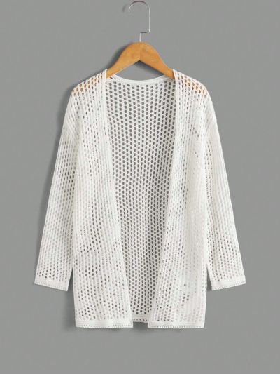 Simple And Fashionable Women'S Hollow Out Knitted Cardigan