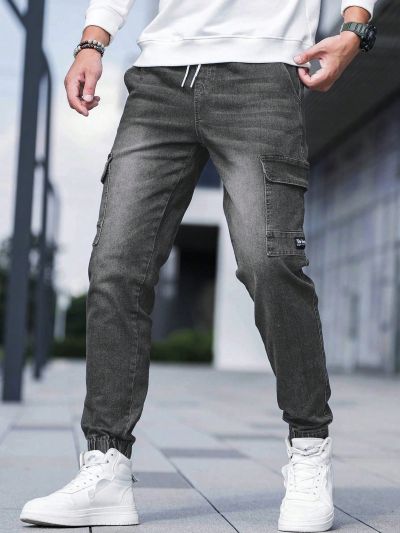 Men's Drawstring Waist Cargo Jeans