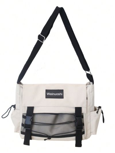 Men's Single Shoulder Bag With Letter Decal Decoration