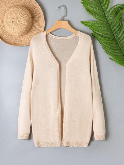 Teen Girls' Versatile Open Front Cardigan For Layering