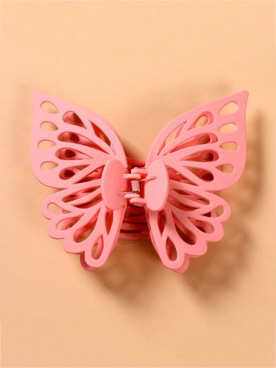 1pc Large Double Layer Hollow Out Butterfly Hair Clip For Women, Shark Style Matte Hair Claw Styling Tool