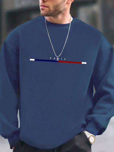 Men's Plus Size Text Pattern Round Neck Casual Sweatshirt