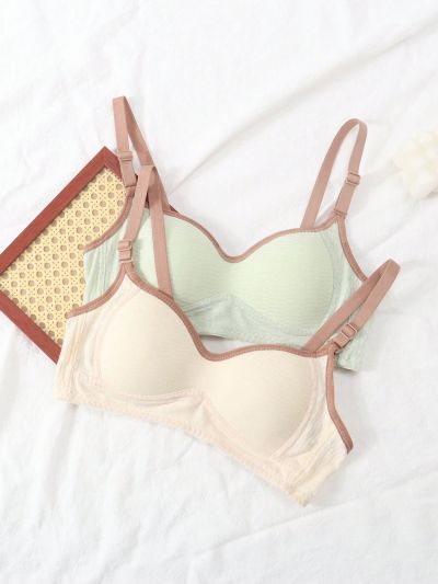 Tween Girls' Color Block Bra With Rolled Hem