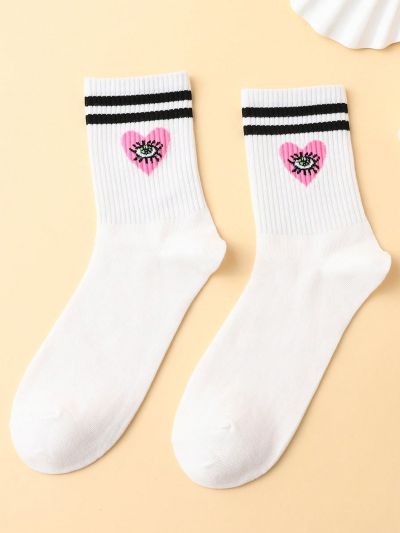 Maria Clara Maia Striped Eye Pattern Casual Mid-Calf Socks