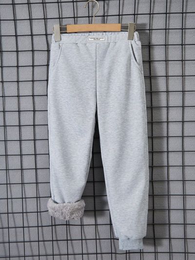 Boys' Casual And Simple Warm Lined Slanted Pocket Cargo Pants