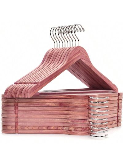 American Red Cedar Hangers 30 Pack, Smooth Finish Wood Coat Hangers for Suit Shirt, Aromatic Cedar Clothes Hangers with Swivel Hook & Notches for Dress, Jacket, Pants (Cedar,30)
