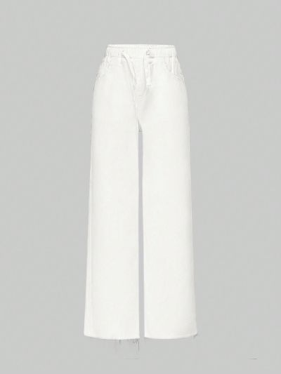 Tween Girls' Elastic High Waist Wide Leg Jeans