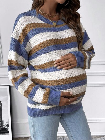 Maternity Colorblock Drop Shoulder Sweater