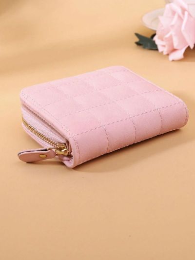 Small Zipper Coin Purse For Women, Short Embroidered Wallet