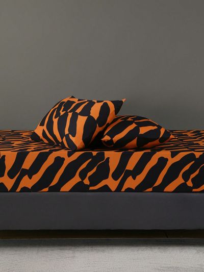 2/3pcs Fitted Sheet Set, 90gsm Polyester Brushed Fabric, Marble Pattern, 1 Fitted Sheet And 2 Pillowcases Included