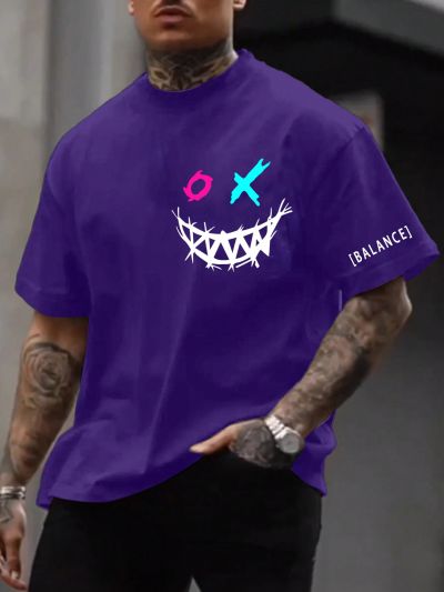 Manfinity Men's Face Print Short Sleeve T-shirt