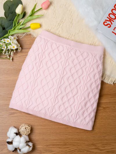 Teenage Girls' Trendy Solid Color Twist Knit Skirt