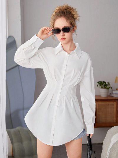 Teen Girls' Cable Knit Waist Long Sleeve Longline Shirt